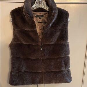 Generation Love Roxanne Brown Faux Fur Vest with Ribbed Design xs